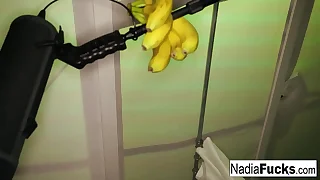 Hot Nadia White stuffs her hungry holes there very ripe bananas&excl;